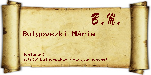 Bulyovszki Mária névjegykártya